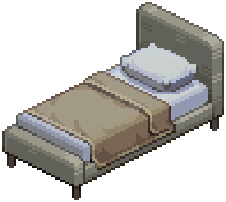Brown Modern Basic Single Bed — extracted game image